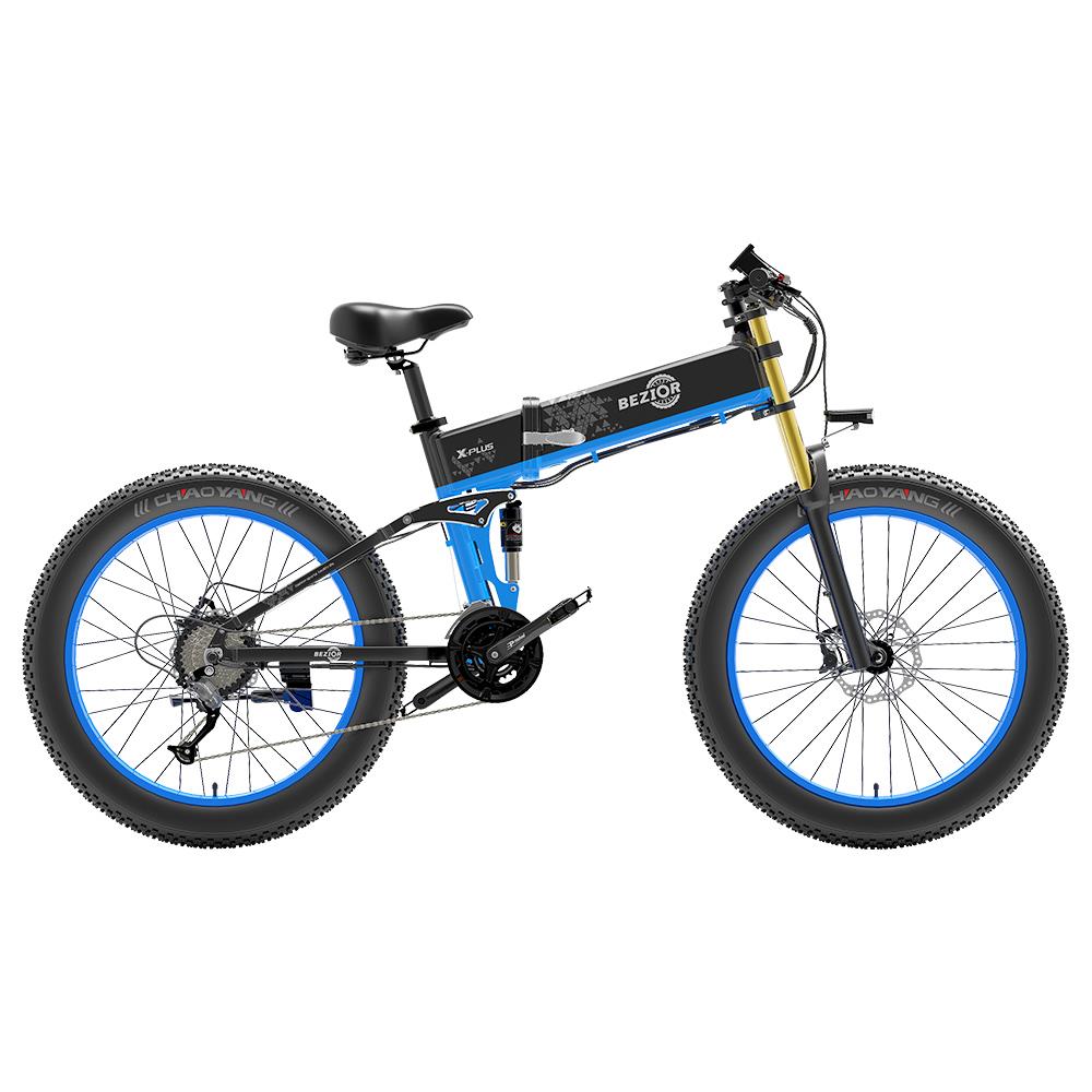 BEZIOR X-PLUS 26*4.0" Fat Tire Electric Folding Bike 1500W Motor 48V 17.5Ah Battery