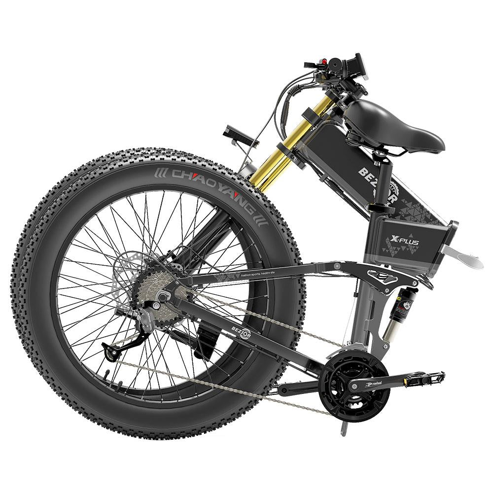 BEZIOR X-PLUS 26*4.0" Fat Tire Electric Folding Bike 1500W Motor 48V 17.5Ah Battery