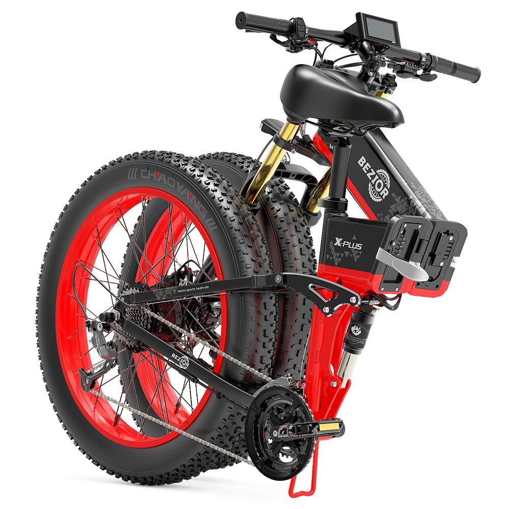 BEZIOR X-PLUS 26*4.0" Fat Tire Electric Folding Bike 1500W Motor 48V 17.5Ah Battery