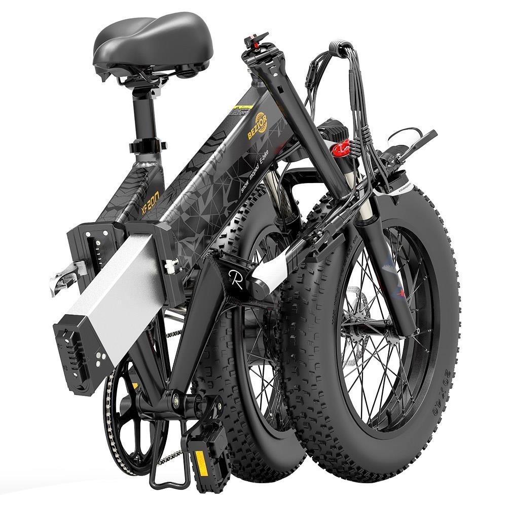 BEZIOR XF200 20*4" Fat Tire Electric Folding Bike 1000W Motor 48V 12.8AH Battery