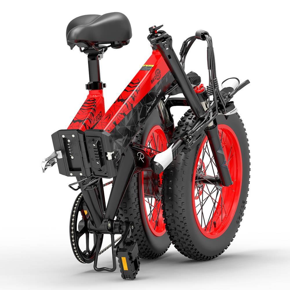 BEZIOR XF200 20*4" Fat Tire Electric Folding Bike 1000W Motor 48V 12.8AH Battery