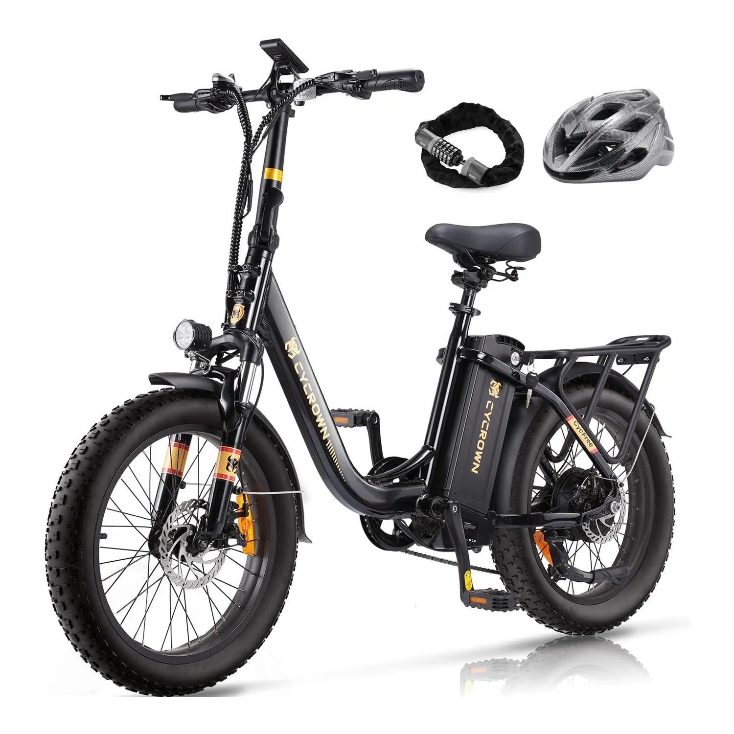 CYCROWN Free 20" Step-Thru Fat Tire All-Terrain Electric Bike 1000W Peak Motor 48V 15.6Ah Battery