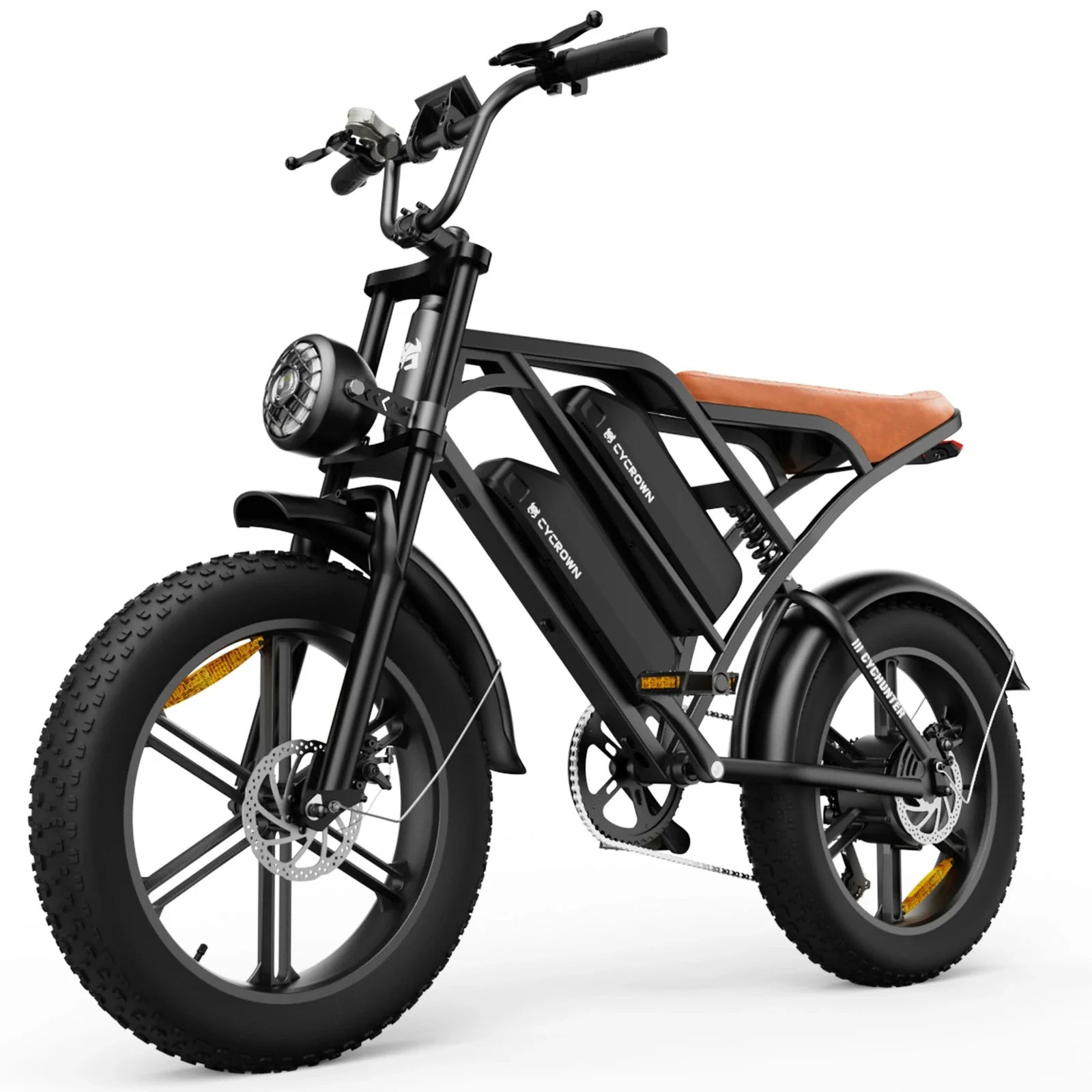 CYCROWN Hunter 20" Retro Fat Tire Electric Dirt Bike 750W (1000W Peak) Motor 48V 26Ah Dual Batteries