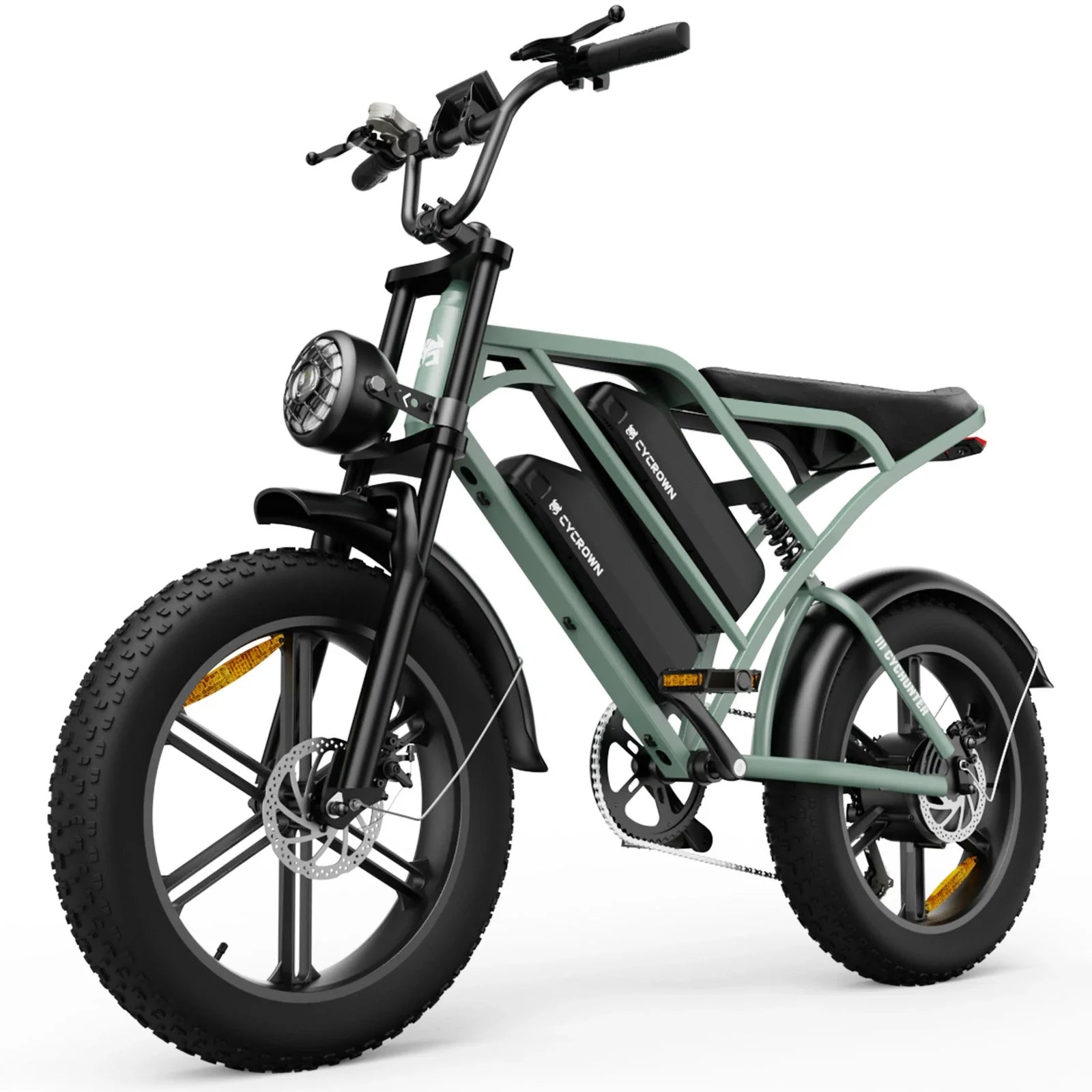 CYCROWN Hunter 20" Retro Fat Tire Electric Dirt Bike 750W (1000W Peak) Motor 48V 26Ah Dual Batteries