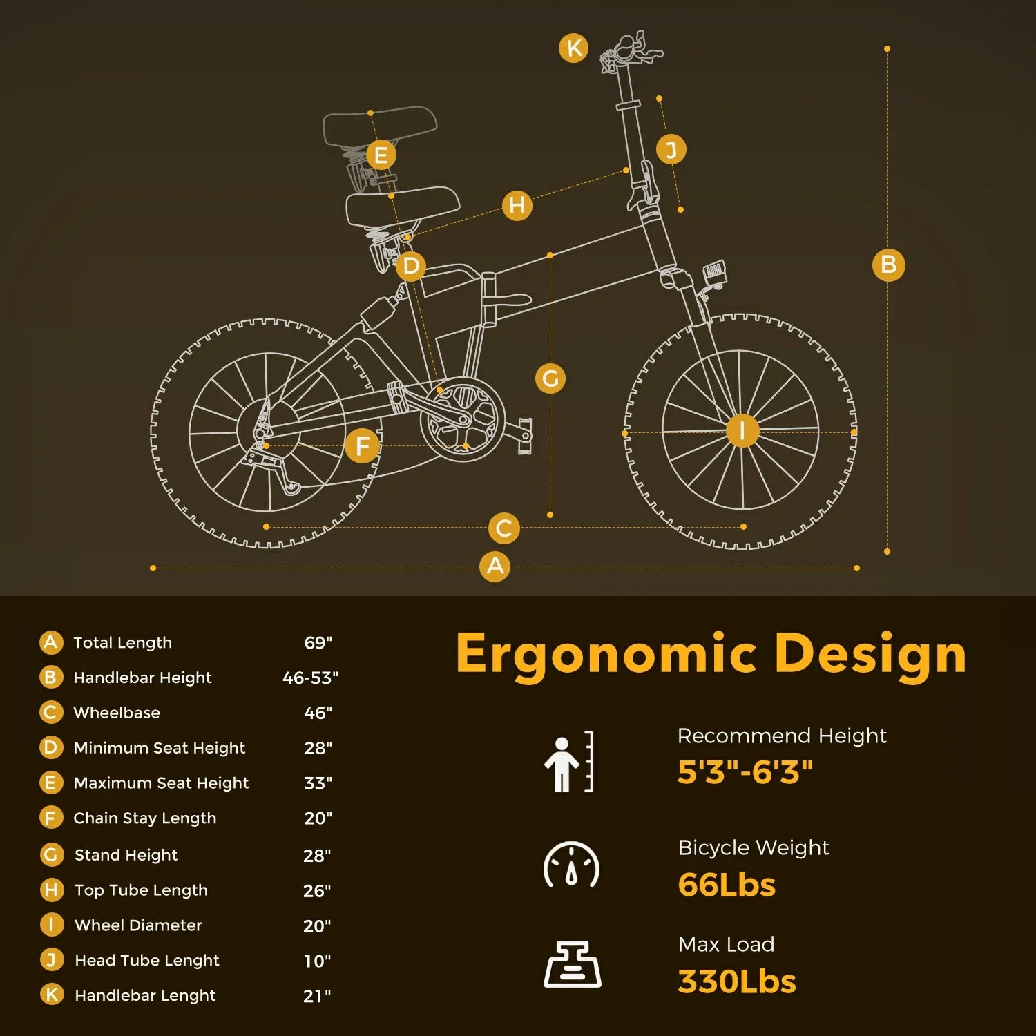 CYCROWN Knight 20" Folding Electric Bike 750W Peak Motor 48V 12.5Ah Battery