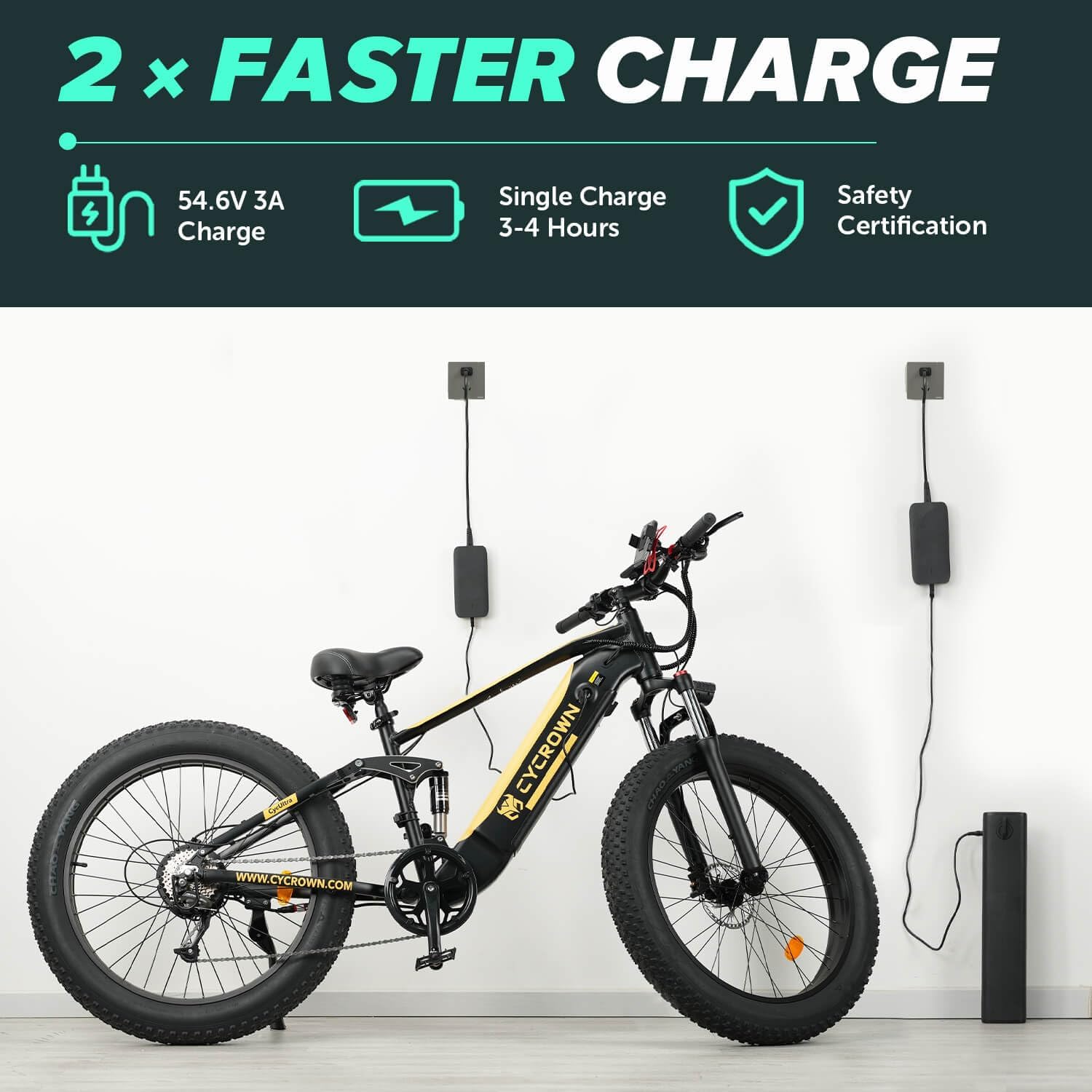 CYCROWN Ultra 26" Fat Tire Electric Dirt Bike 1000W Motor 48V 15Ah Battery