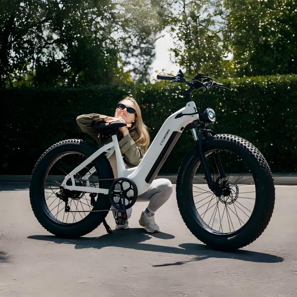 CYCROWN Verve 26" Step-Thru Fat Tire City Cruiser Electric Bike 1000W Motor 48V 15.6Ah Battery