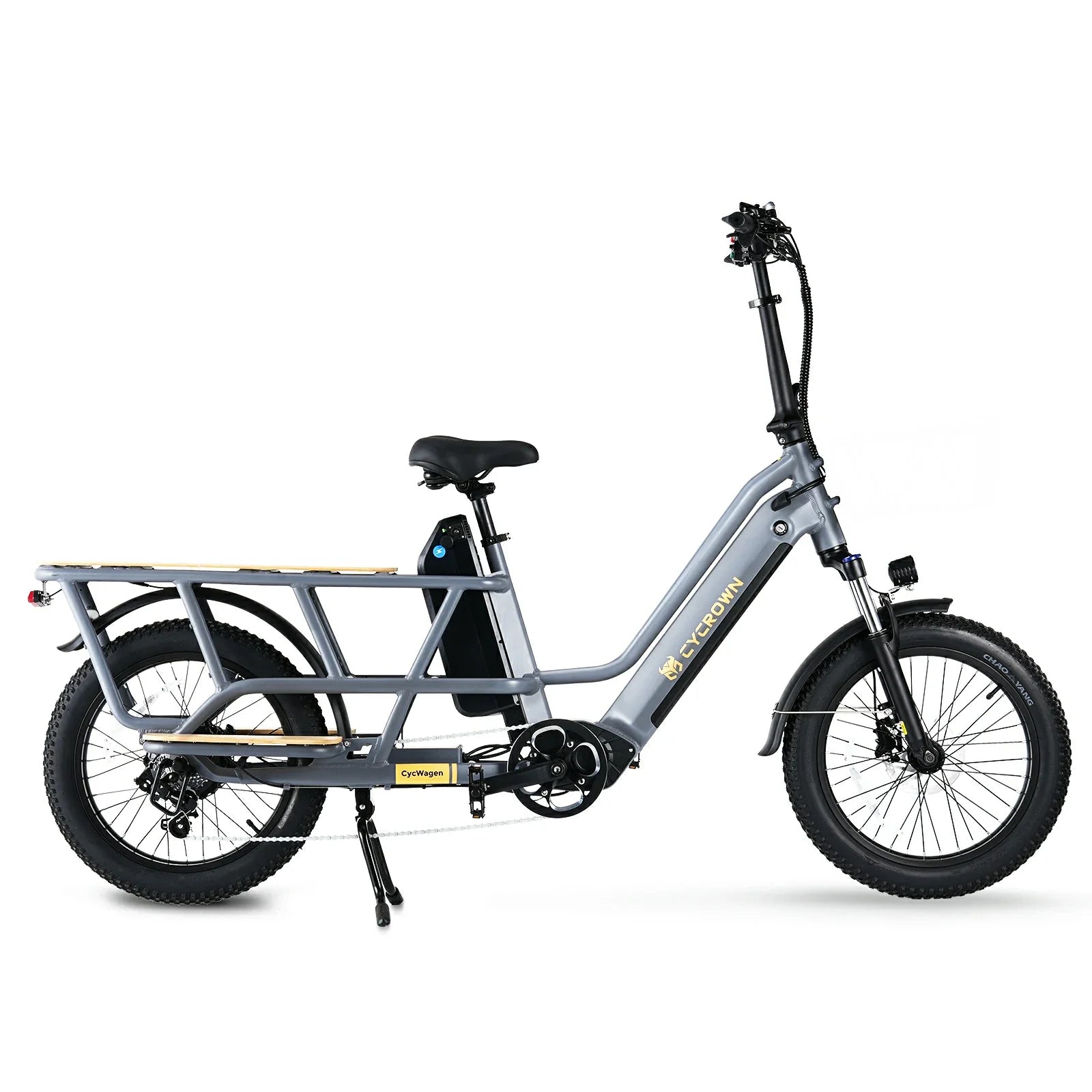 CYCROWN Wagen 20" Step-Thru Fat Tire Longtail Cargo Electric Bike 1000W Motor 48V 15.6Ah+10.4Ah Dual Batteries