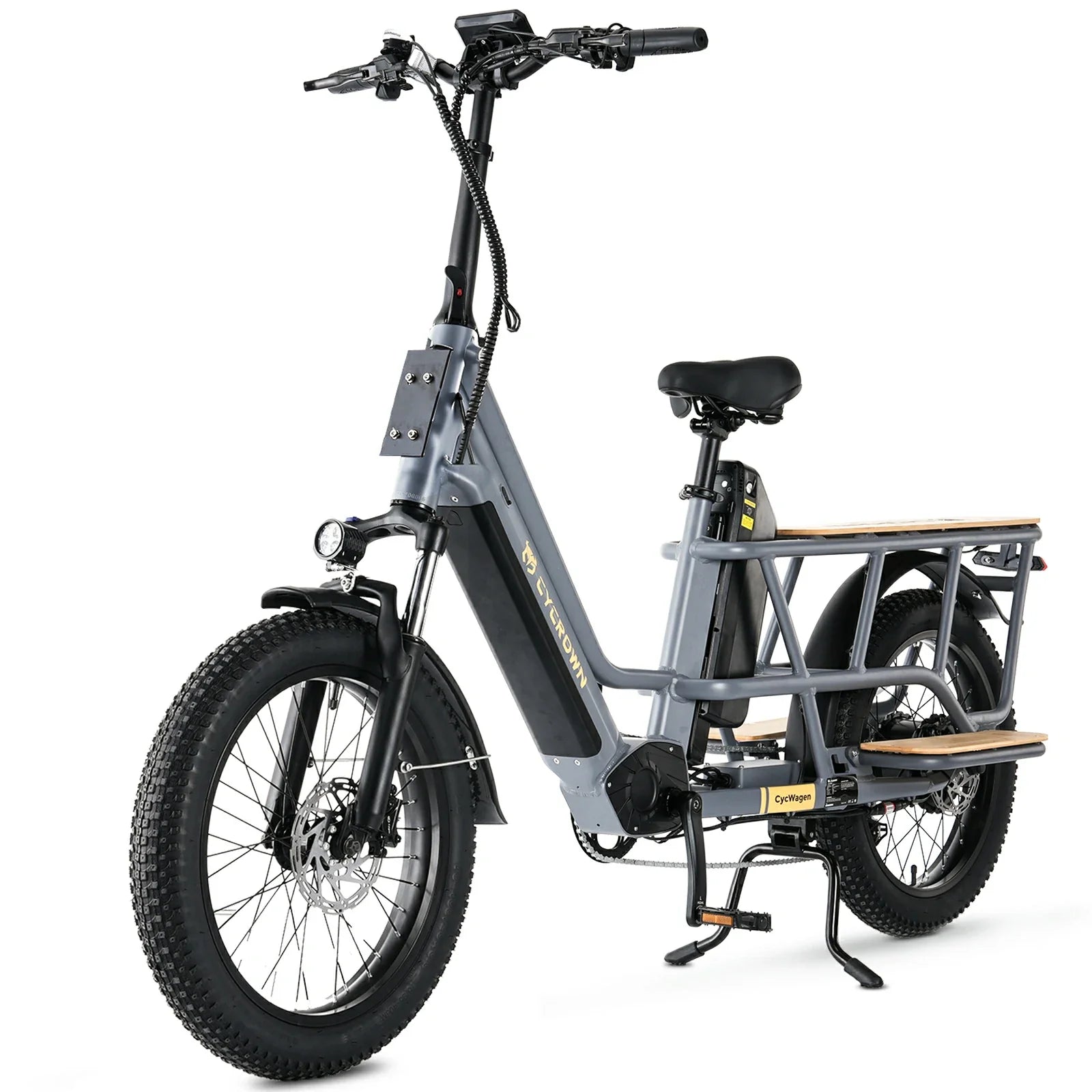 CYCROWN Wagen 20" Step-Thru Fat Tire Longtail Cargo Electric Bike 1000W Motor 48V 15.6Ah+10.4Ah Dual Batteries