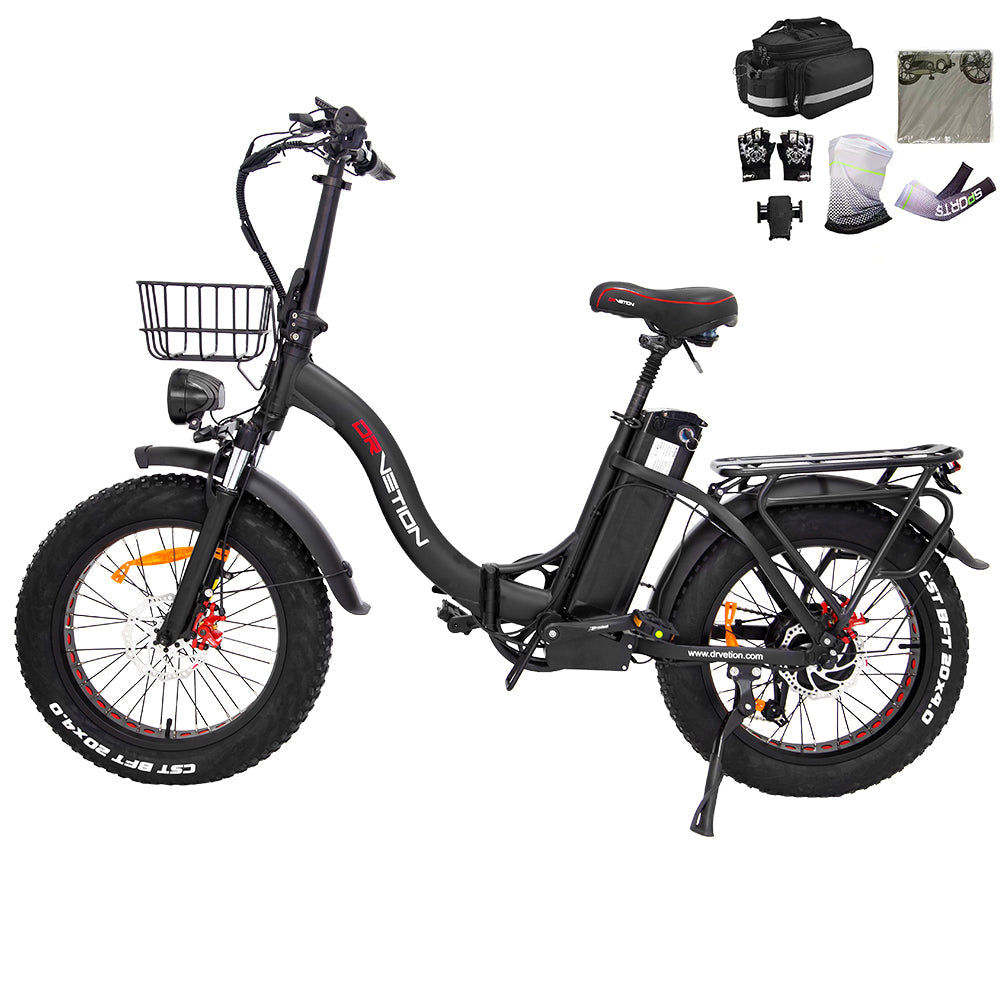 DRVETION CT20 20" Fat Tires Folding Electric Bike 750W Motor 48V 10Ah/15Ah/20Ah Battery