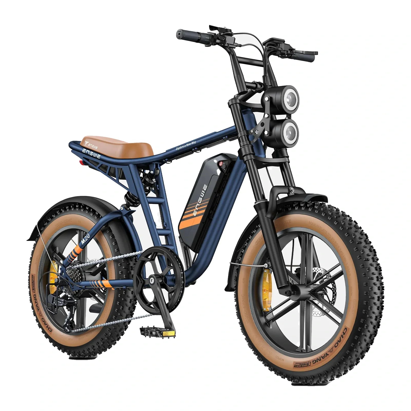 ENGWE M20 2.0 20" Retro Fat Tire Off-road Electric Bike 750W Motor 52V 15.6Ah Dual Batteries