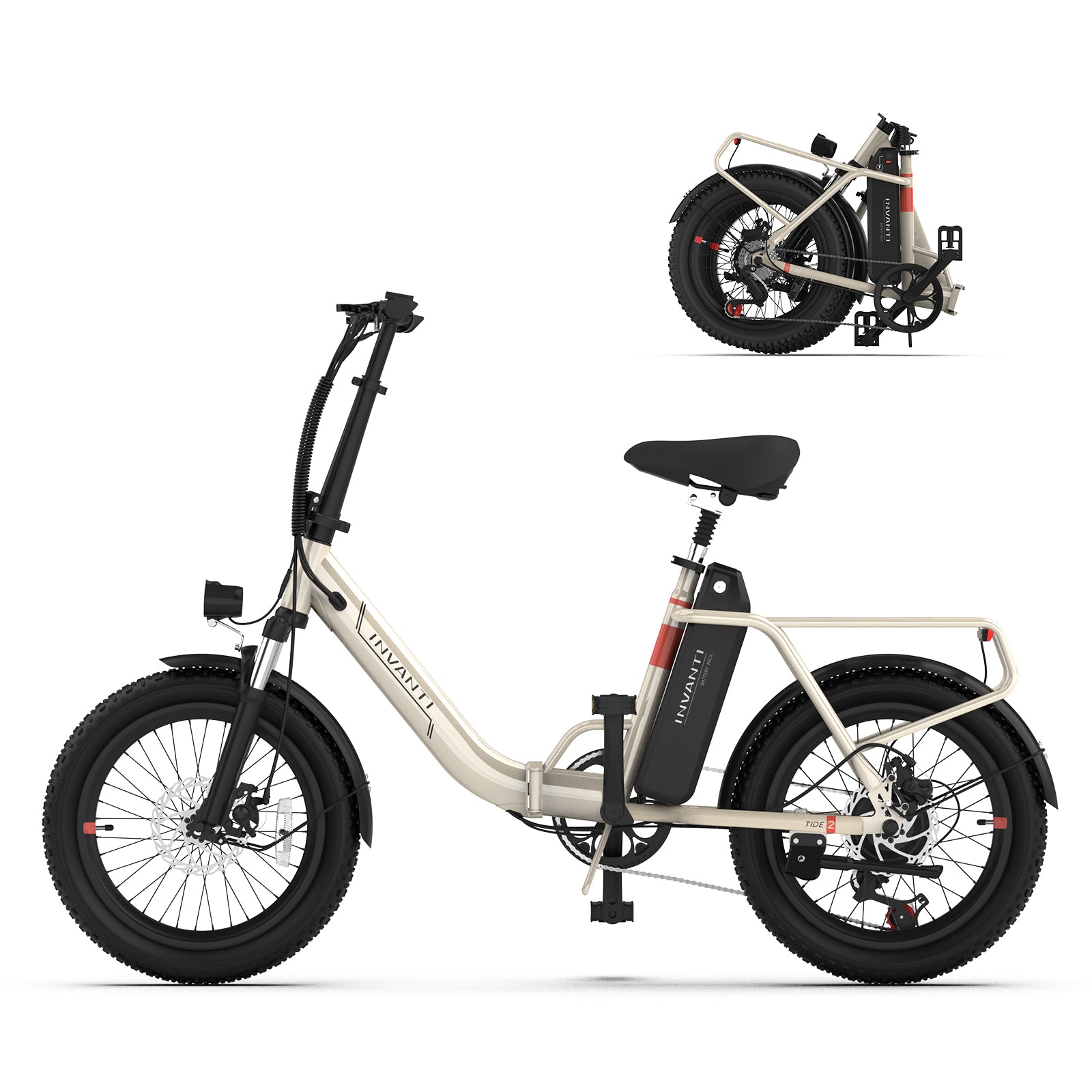 INVANTI TIDE2 20" Folding Electric Bike 500W Motor 48V 10.4Ah Battery