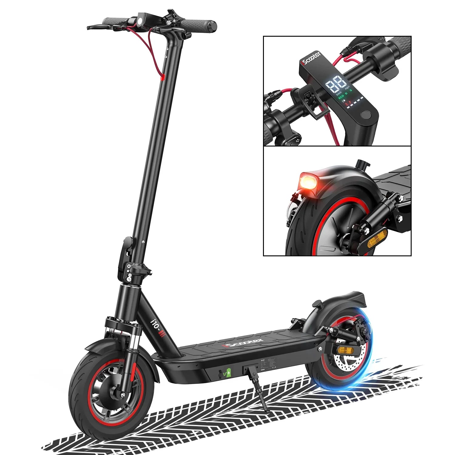 ISCOOTER I10 10" Folding Commuter Electric Scooter 650W Motor 42V 15Ah Battery