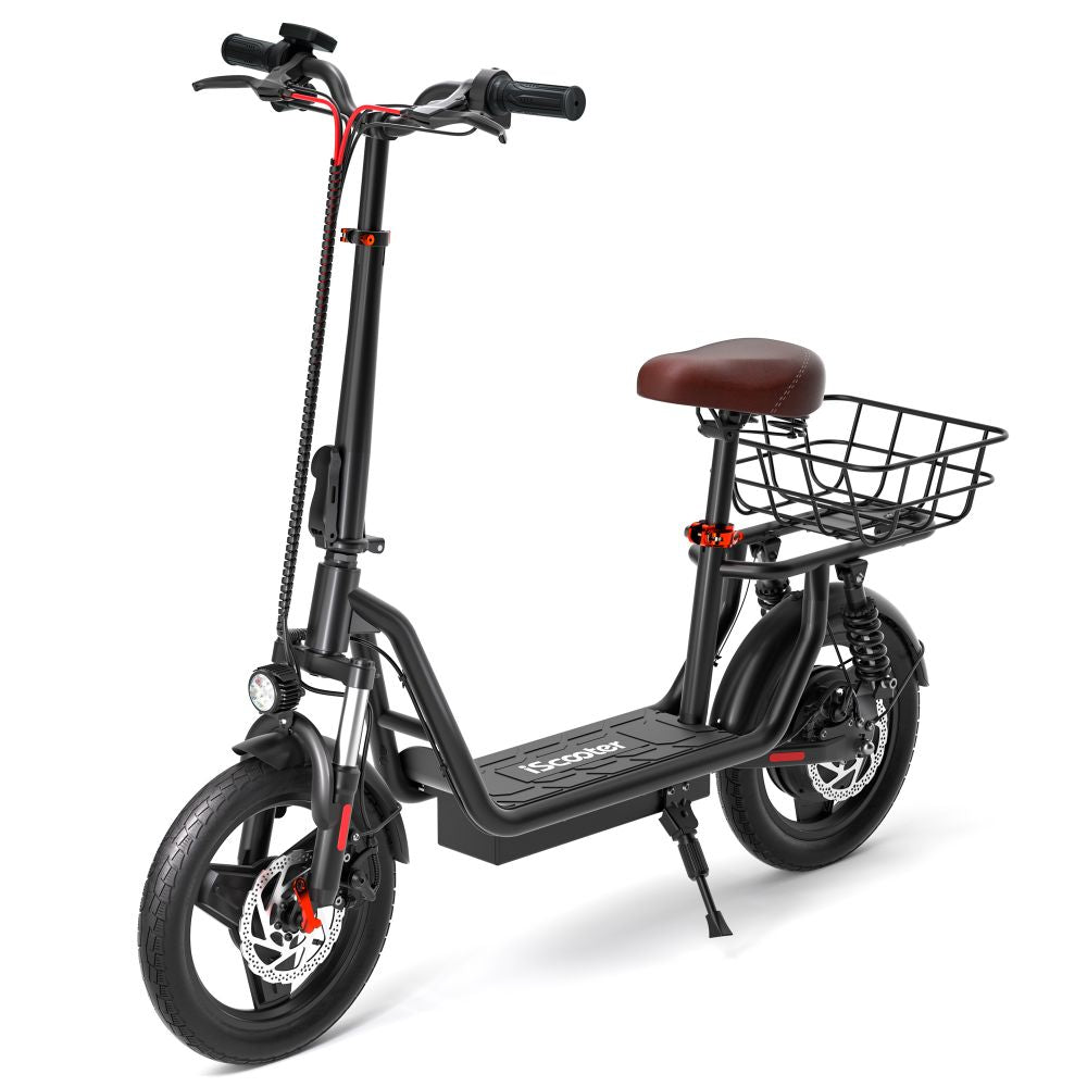 ISCOOTER I14 14" Commuter Electric Scooter With Seat & Basket 800W Motor 54.6V 10Ah Battery