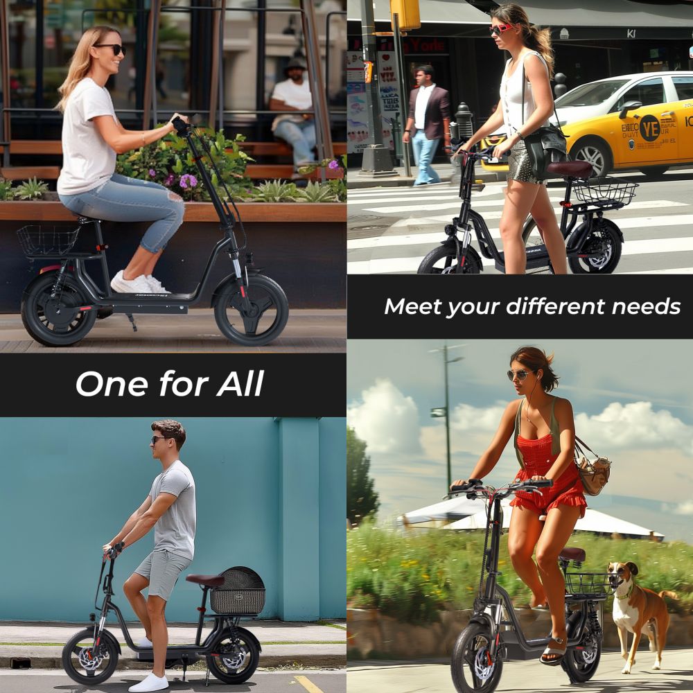 ISCOOTER I14 14" Commuter Electric Scooter With Seat & Basket 800W Motor 54.6V 10Ah Battery