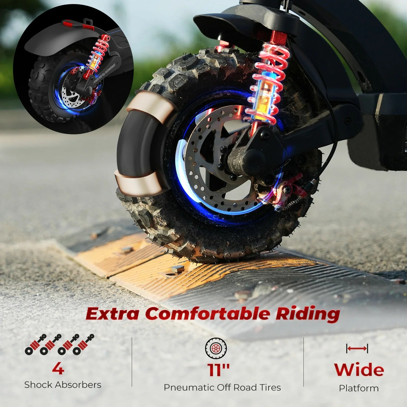 ISINWHEEL GT2 11" Folding Off-Road Electric Scooter 800W Motor 48V 15Ah Battery