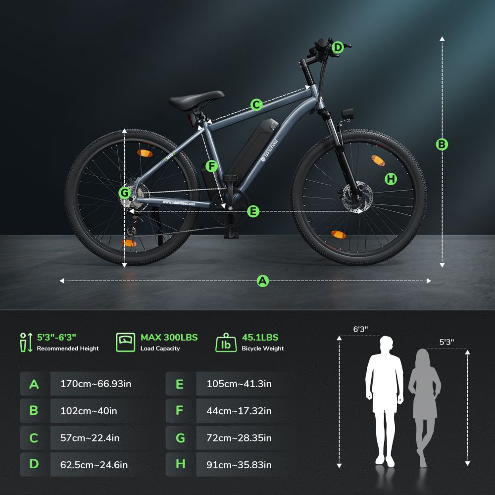 ISINWHEEL M10 26" Commuter Electric Bike 500W Motor 36V 10.4Ah Battery