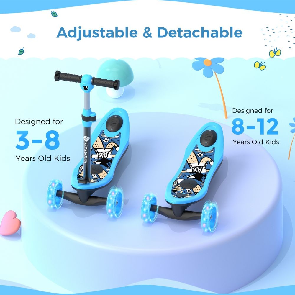 ISINWHEEL Mini Pro Kids 3 Wheel Electric Scooter 60W Motor 12.8-14.6V 5Ah Battery (2 IN 1 Design）