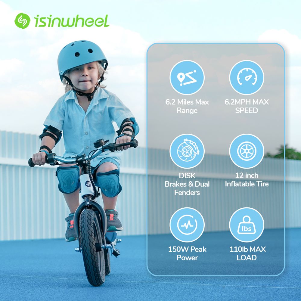 ISINWHEEL SK12 Electric Balance Bike for Kids 150W Motor 18V 2.5Ah Battery