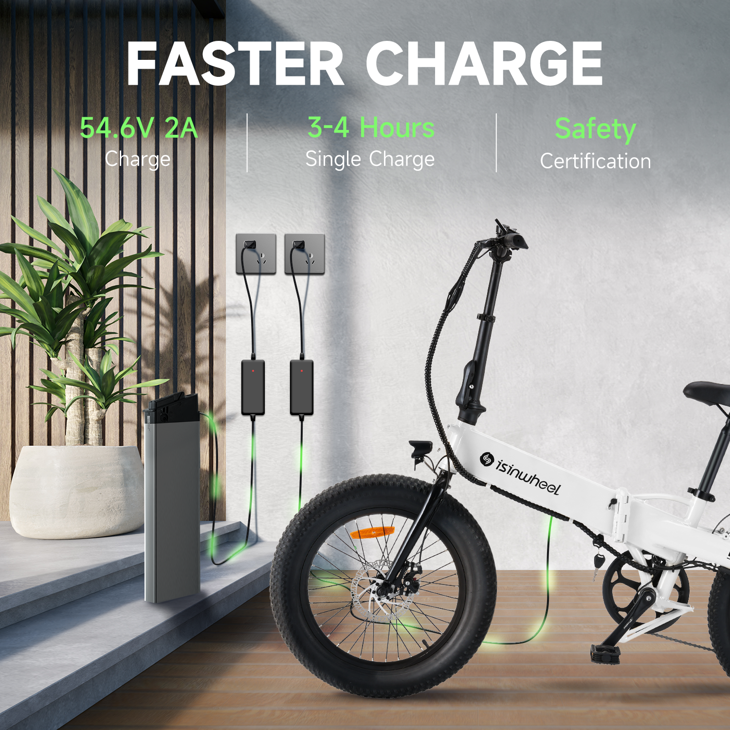 ISINWHEEL U5 20" Folding Electric Bike 500W Motor 48V 7.8Ah Battery