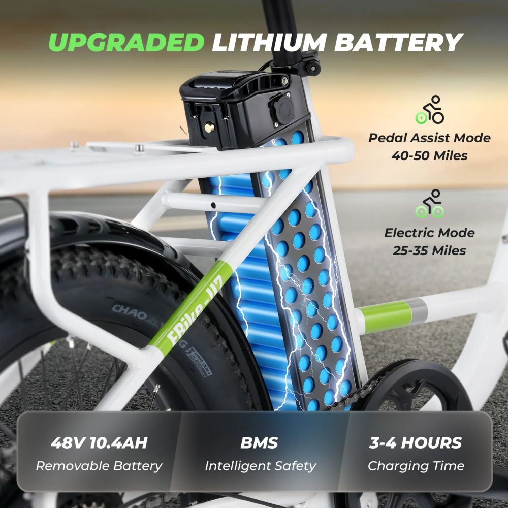 ISINWHEEL U7 20" Step-Thru Cargo Electric Bike 500W Motor 48V 10.4Ah Battery