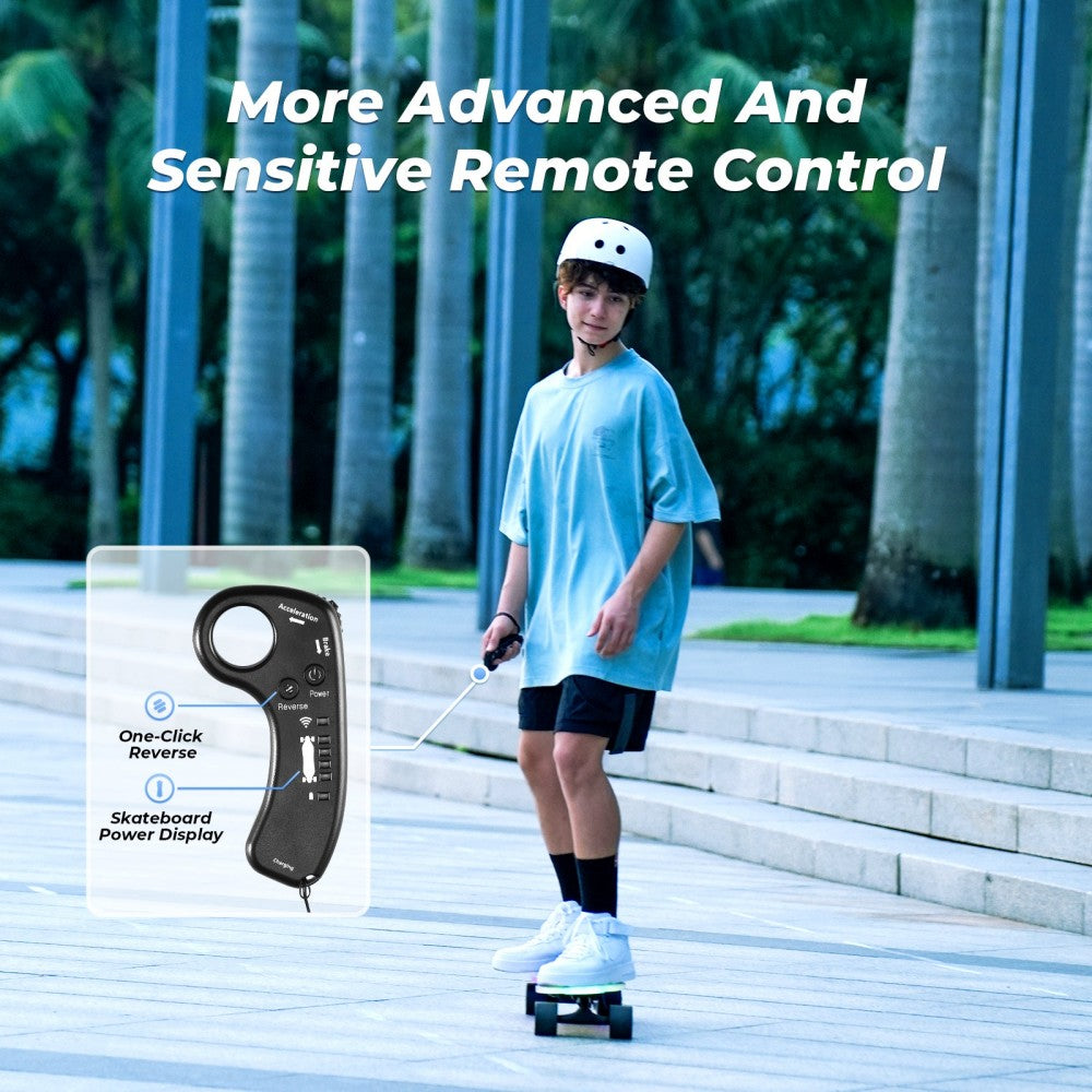 ISINWHEEL V6 Pro Electric Skateboard with Pedal Lights & Remote Control 500W Motor 24.5V 4.5Ah Battery