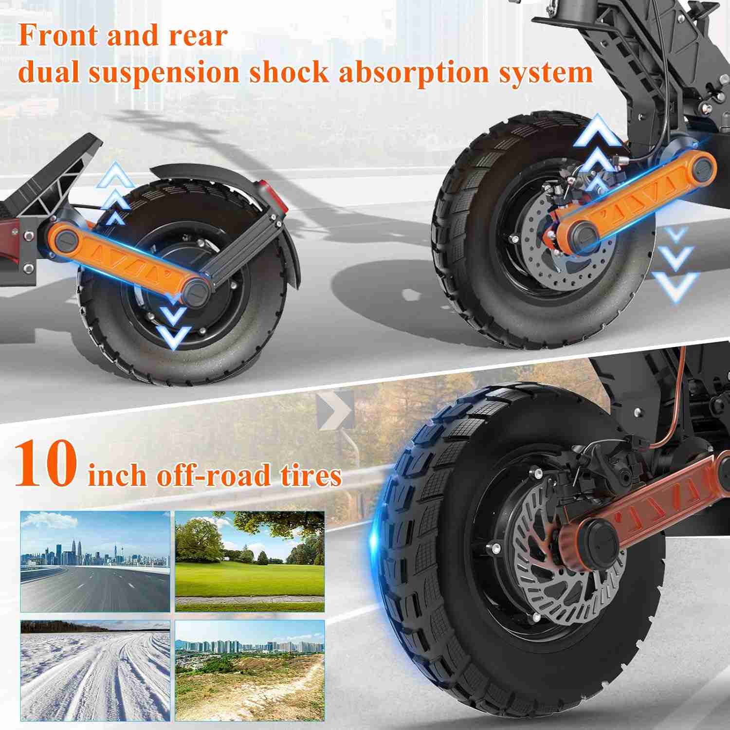 JOYOR S10-S-Z 10" Off-Road Electric Scooter 2*1000W Dual Motors 60V 18Ah Battery