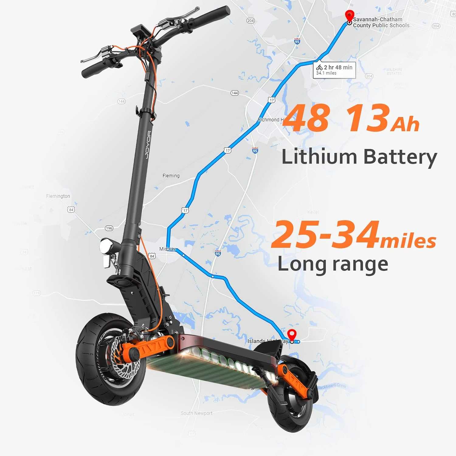 JOYOR S5-Z 10" Off-Road Electric Folding Scooter 600W Motor 48V 13Ah Battery (US)