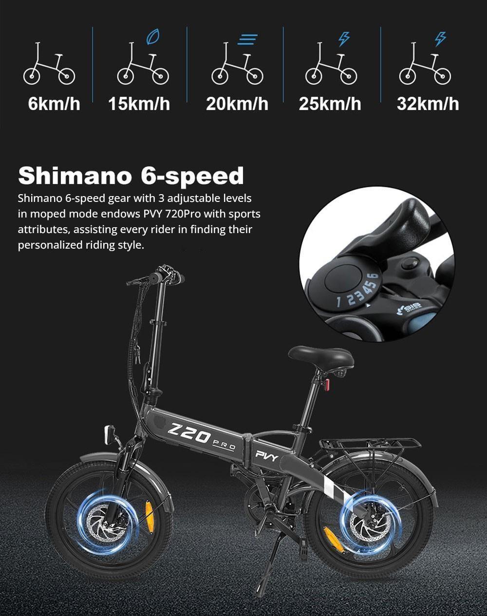 PVY Z20 Pro 20" Electric Folding Commuter City Bike 250W Motor 36V 10.4AH(UK)/14Ah(EU) Battery