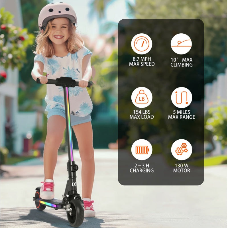 SIMATE S5 6.5" Kid's Foldable Colorful Body Lights Electric Scooter 130W Motor 24V 2.5Ah Battery (New)