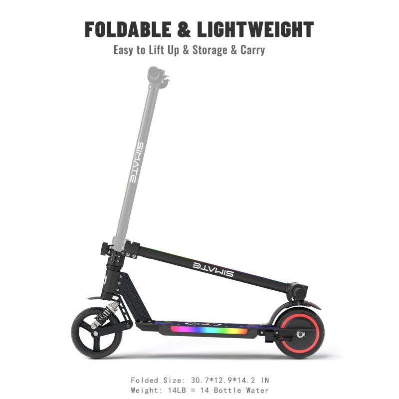 SIMATE S5 6.5" Kid's Foldable Colorful Body Lights Electric Scooter 130W Motor 24V 2.5Ah Battery (New)