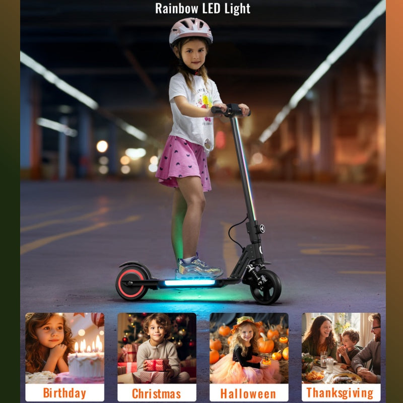 SIMATE S5 6.5" Kid's Foldable Colorful Body Lights Electric Scooter 130W Motor 24V 2.5Ah Battery (New)