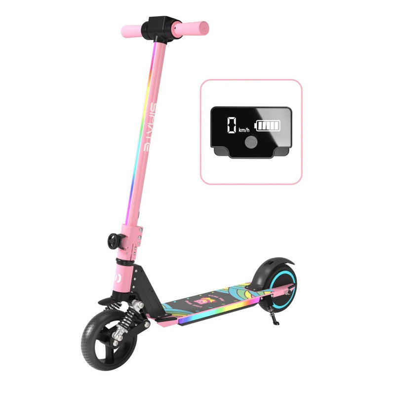 SIMATE S5 6.5" Kid's Foldable Colorful Body Lights Electric Scooter 130W Motor 24V 2.5Ah Battery (New)