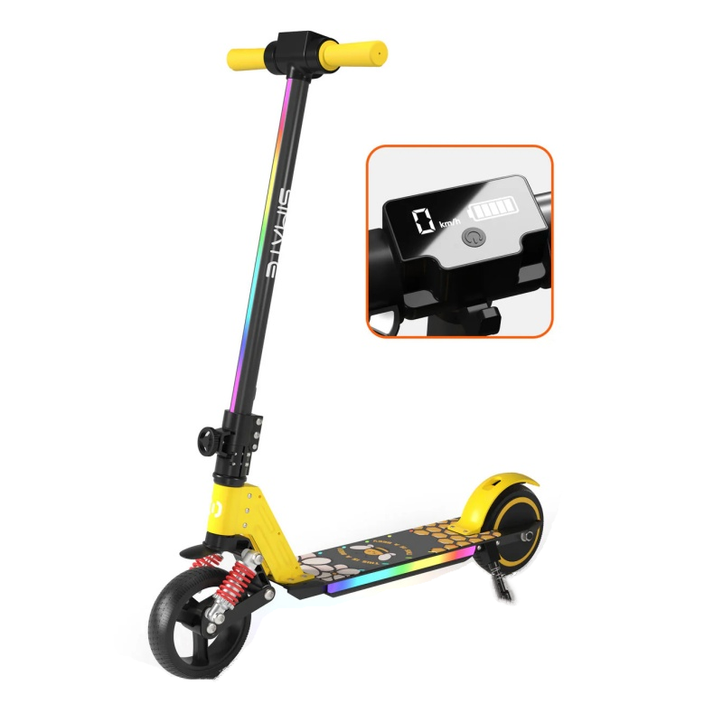 SIMATE S5 6.5" Kid's Foldable Colorful Body Lights Electric Scooter 130W Motor 24V 2.5Ah Battery (New)