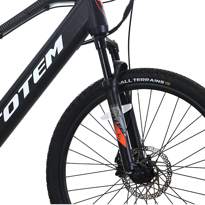 TOTEM Volcano 27.5" Electric Mountain Bike with Fenders 500W Rear HUB Motor 48V 10.4Ah Battery