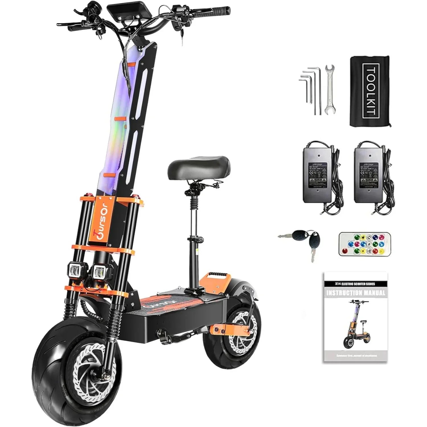 TOURSOR X8P 13‘’/14" Folding Electric Scooter with Seat 4000W*2 Dual Motors 60V 38.8Ah Battery