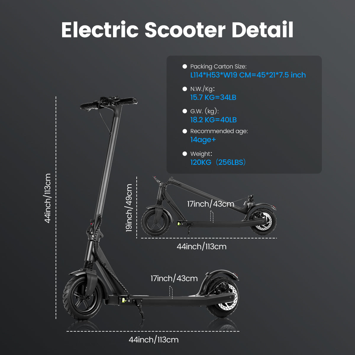 AILIFE CK85 Scooter électrique pliable 350W moteur 36V 10Ah batterie