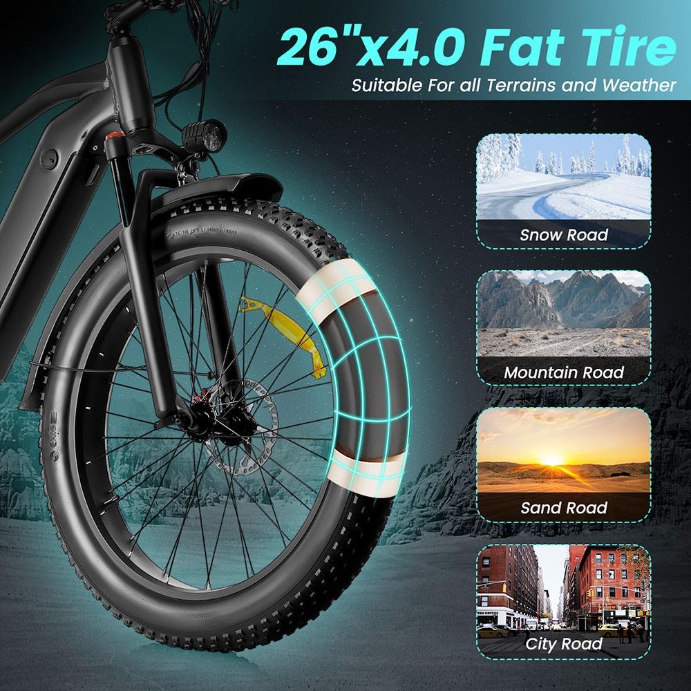 AILIFE X26B 26" Electric Bike 1000W Powerful Motor 48V 13Ah Battery