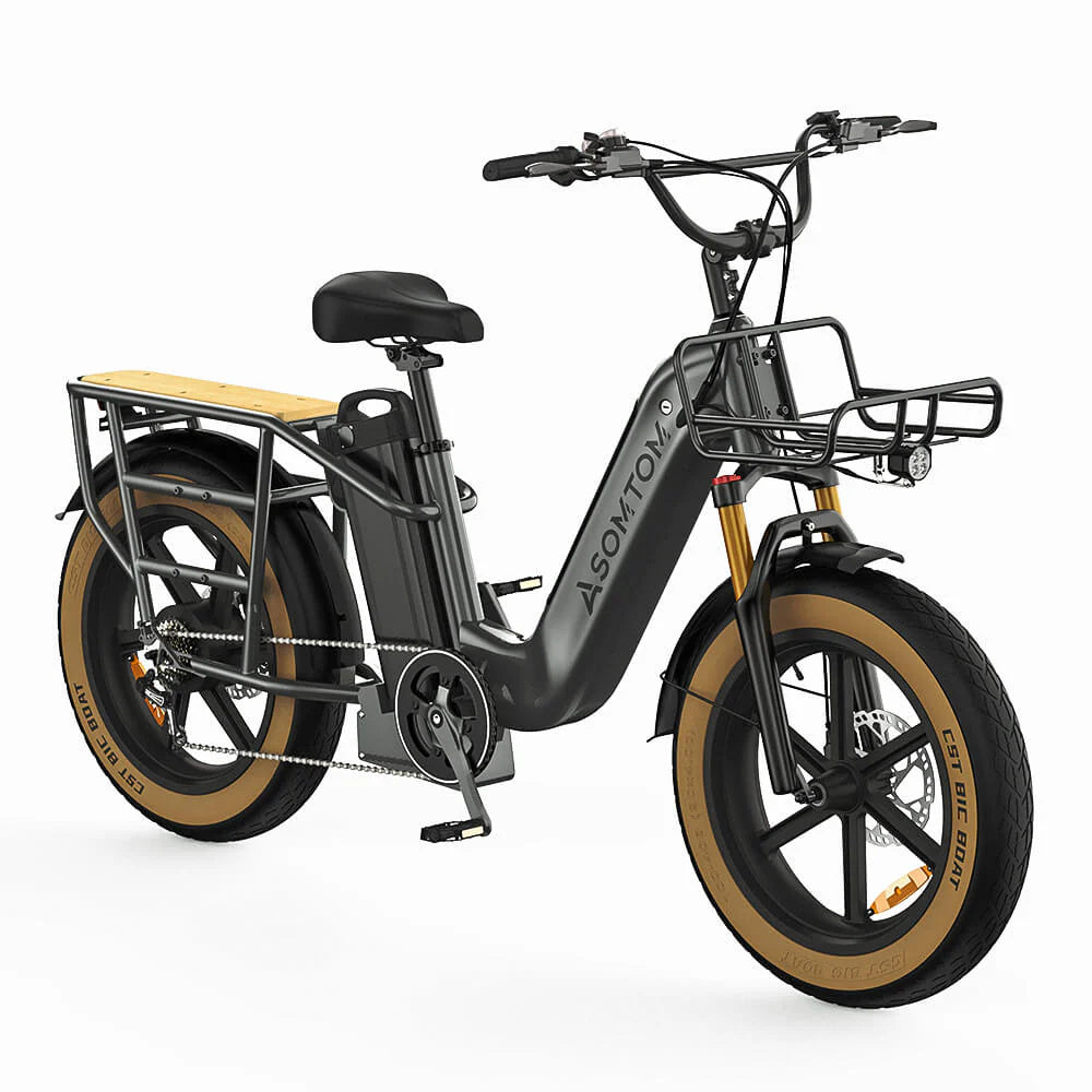 ASOMTOM MAMMOTH 20" Cargo Electric Bike 750W Motor 48V 15Ah Dual Battery