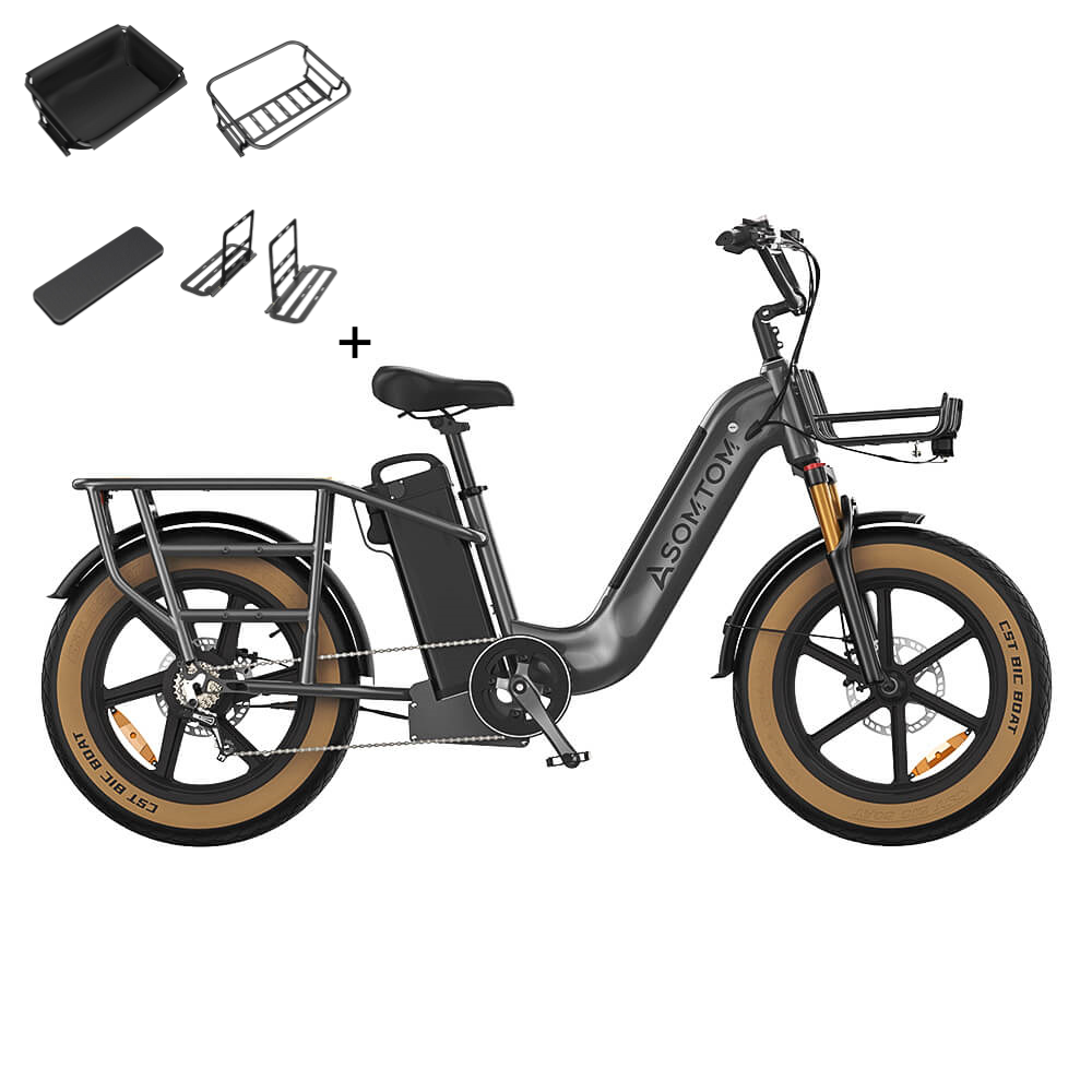 ASOMTOM MAMMOTH 20" Cargo Electric Bike 750W Motor 48V 15Ah Dual Battery