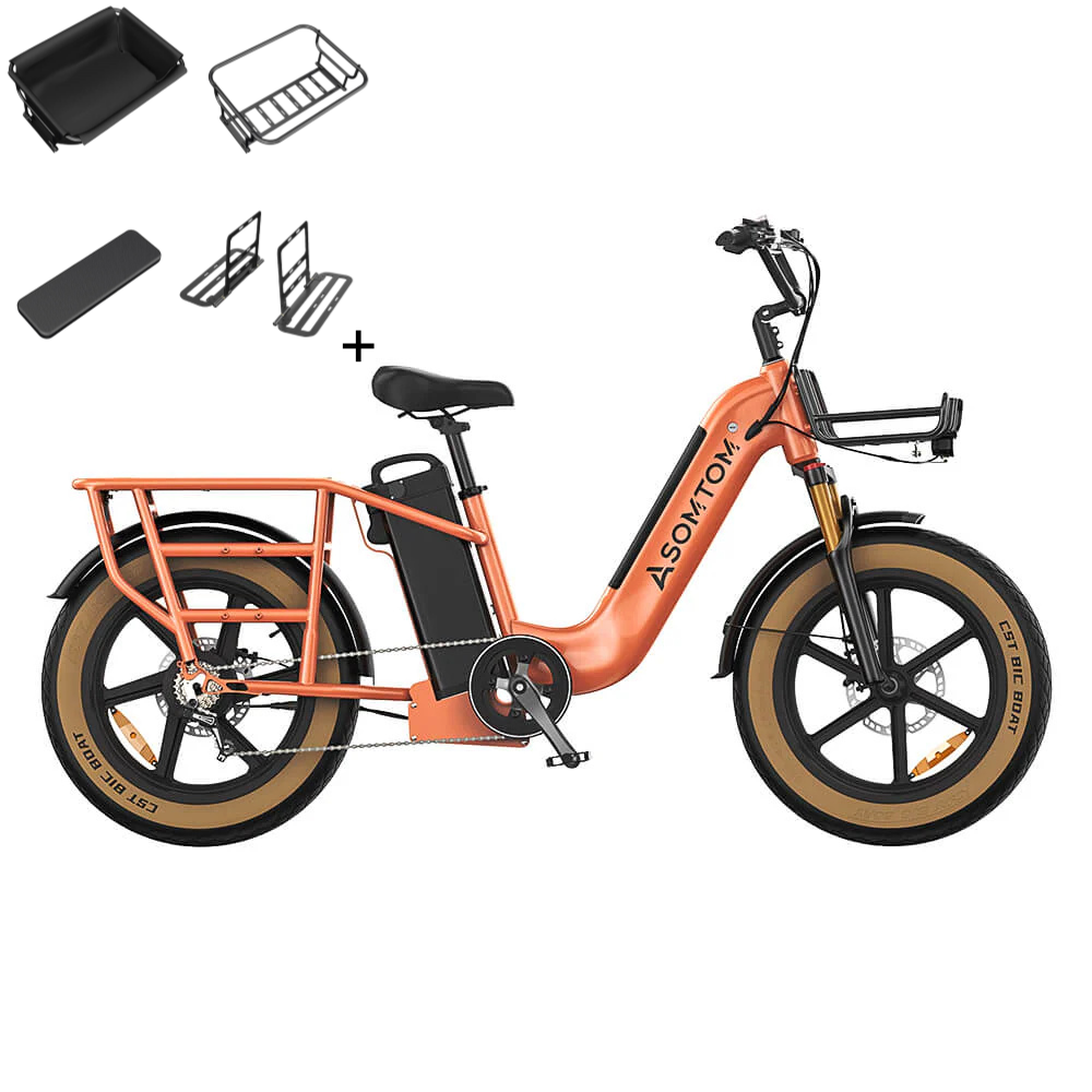 ASOMTOM MAMMOTH 20" Cargo Electric Bike 750W Motor 48V 15Ah Dual Battery