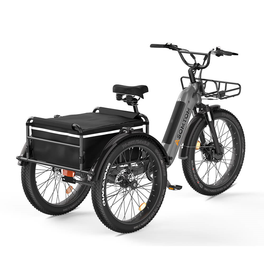 ASOMTOM WHALE 24" High-Capacity Durable Electric Trike 500W Motor 48V 15Ah Battery