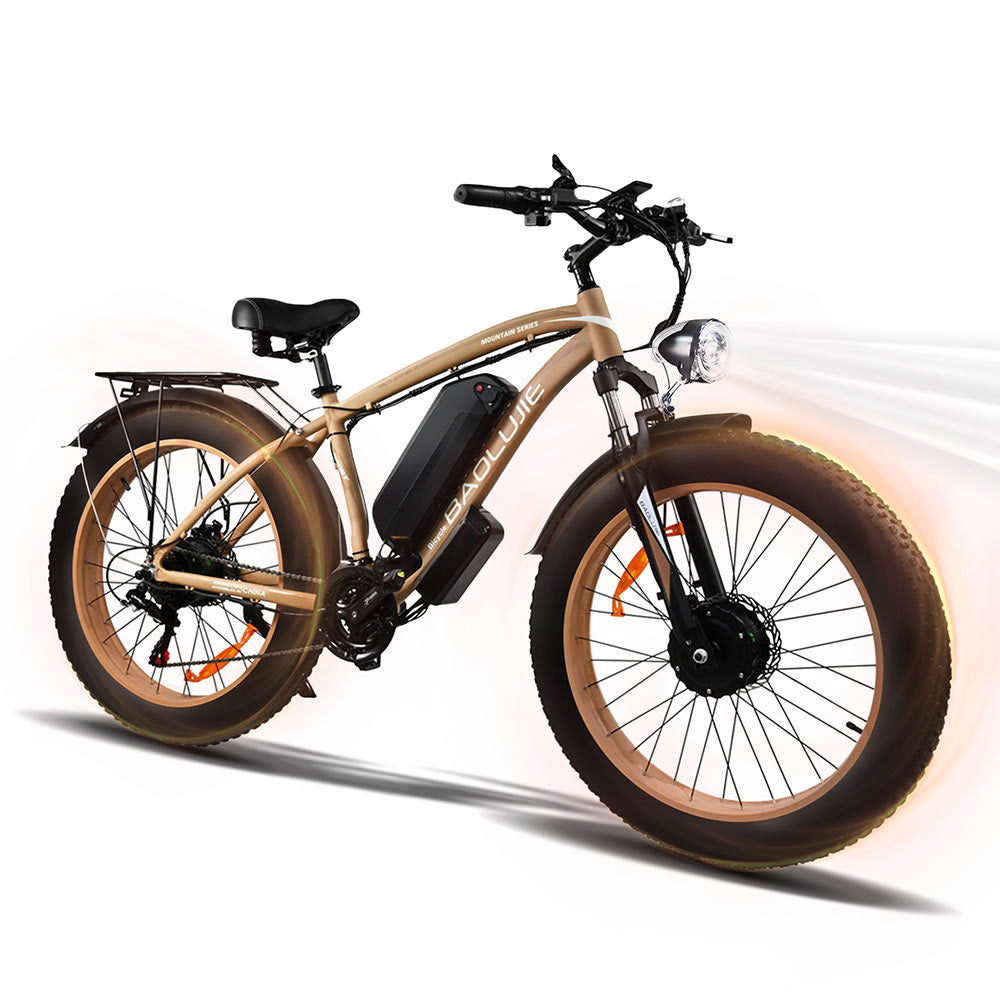 BAOLUJIE PLJ-2602 26" Fat Tire Mountain Electric Bike 2000W Dual Motors 48V 20Ah Battery