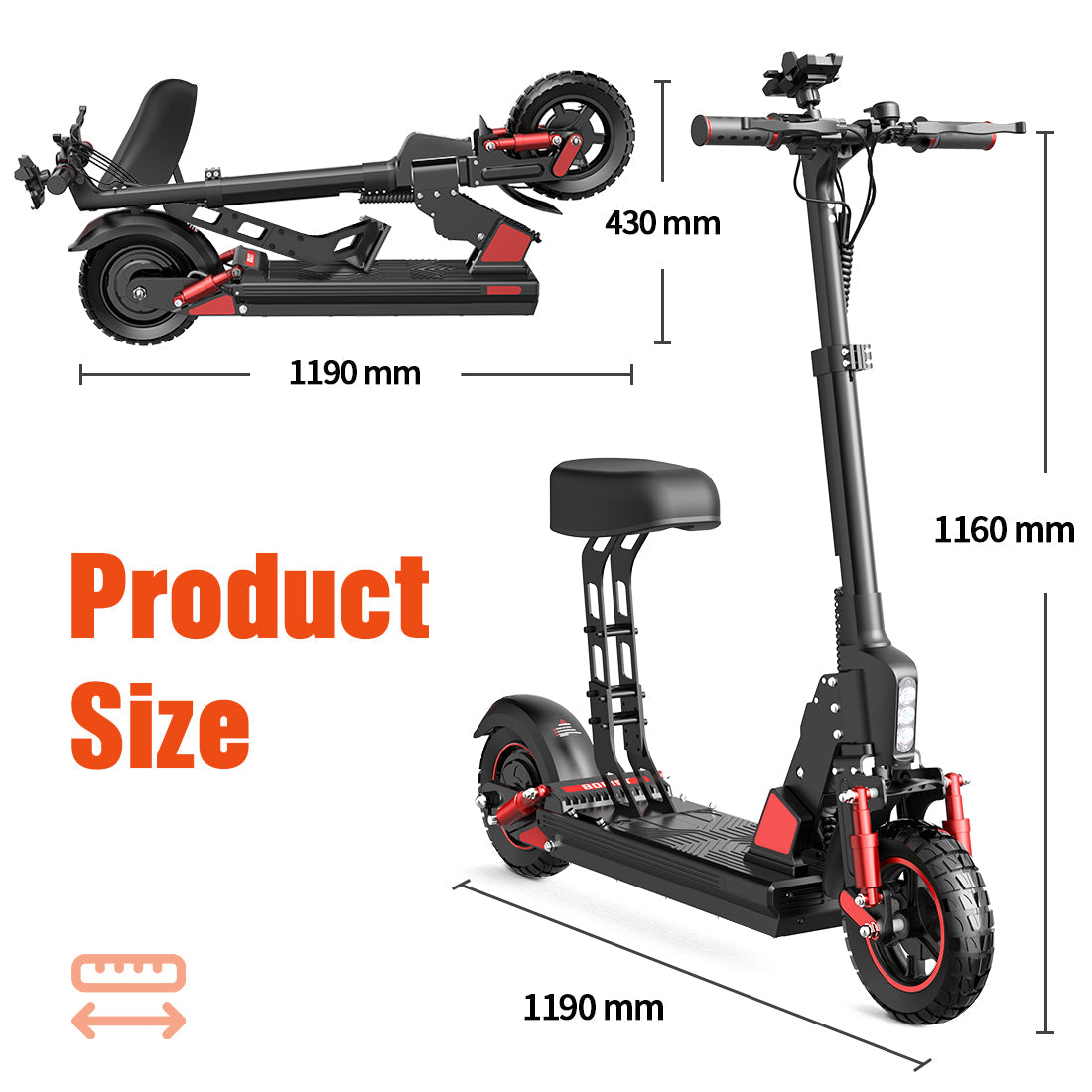 BOGIST C1 Pro-Honeywhale 10" Folding Electric Scooter 500W Motor 48V 13Ah Battery