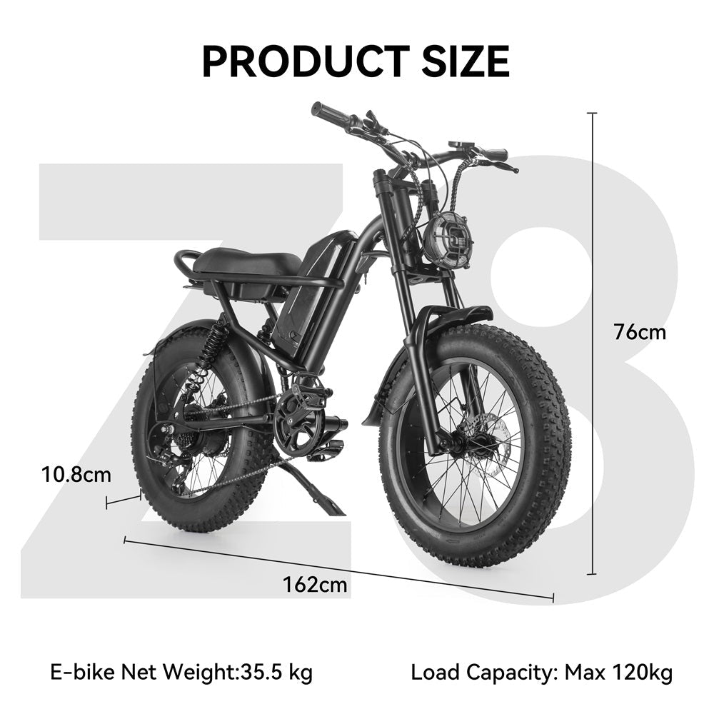 IDPOO IM-J1 20" Fat Tires Electric Bike 500W Brushless Motor 48V 15Ah Battery