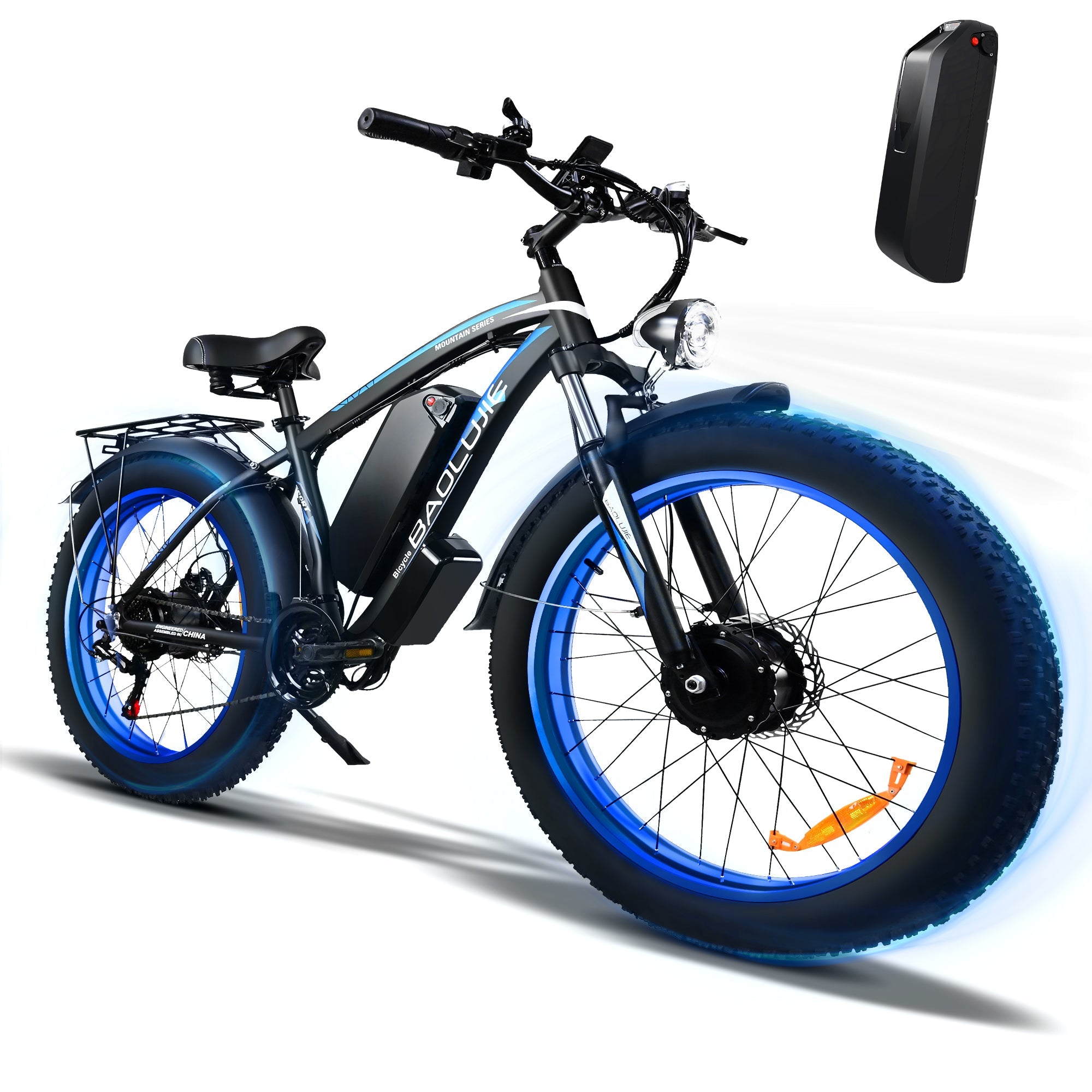 POLEEJIEK DP-2602 fat tire mountain ebike 2000W dual motor 48V 20Ah battery blue and black