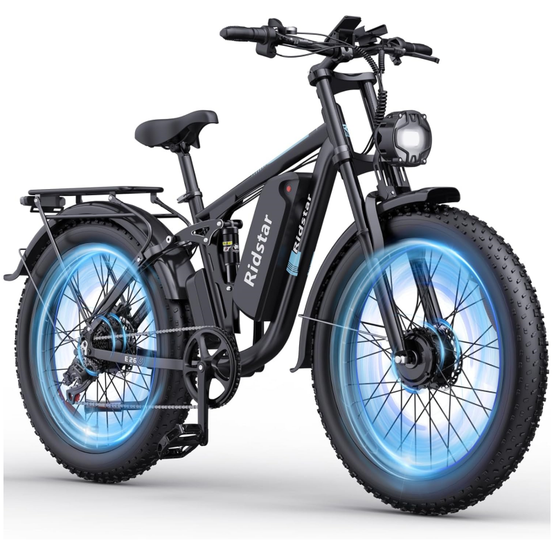 RIDSTAR E26 Pro 26" 48V 23Ah Battery Fat Tires 2000W Dual Motor Mountain Electric Bike