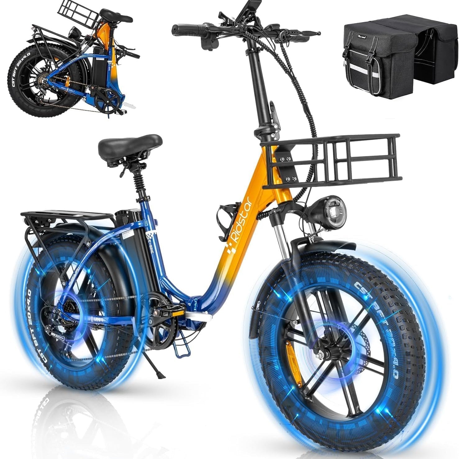 RIDSTAR MN20 20" Fat Tire Folding Electric Bike 1000W Motor 48V 15Ah Battery