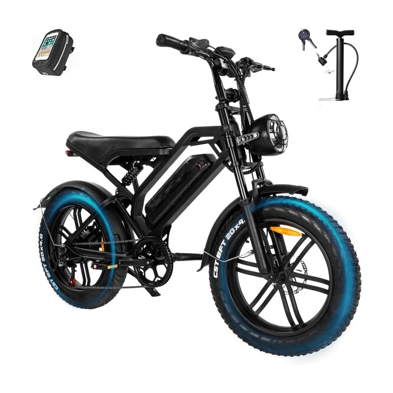 QMWHEEL V20 Pro 20" Fat Tire Electric Dirt Bike 1000W Motor 48V 18.2Ah Battery