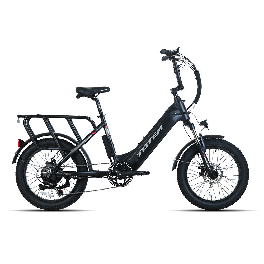 TOTEM Hauler 20" Fat Tire Electric Utility Bike 750W Geared Hub Motor 48V 15Ah Battery